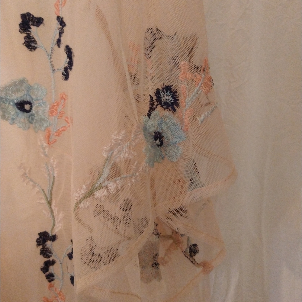 Kaari Blue Curvy Sheer Pink Embroidered Blouse - Picture 9 of 9